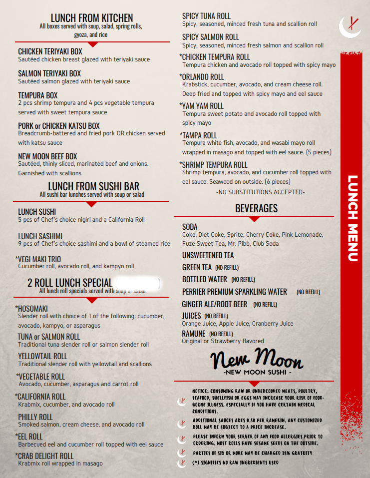 New Moon Sushi 4231 Florida Ave S, Lakeland