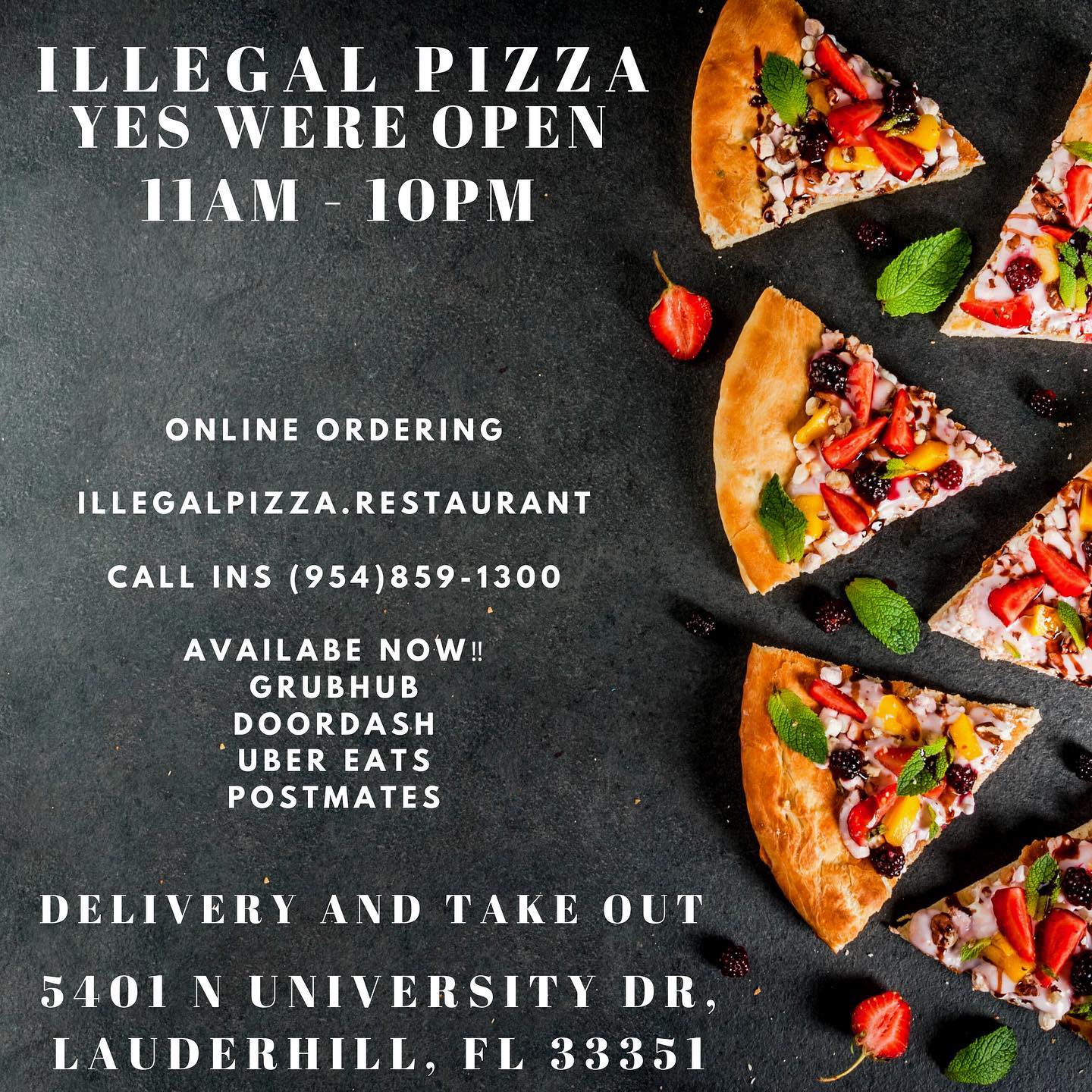 Illegal Pizza 5401 N University Dr, Lauderhill