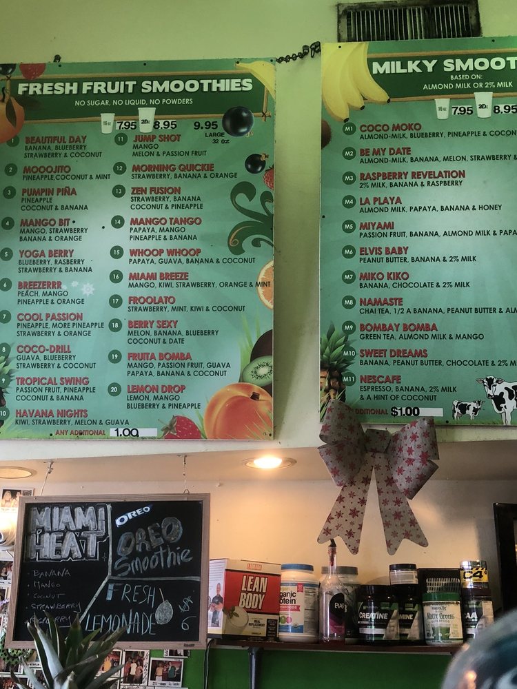 The Smoothie Shop 1229 Washington Ave, Miami Beach