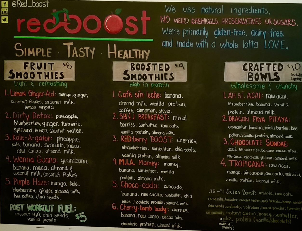 Redboost Menu