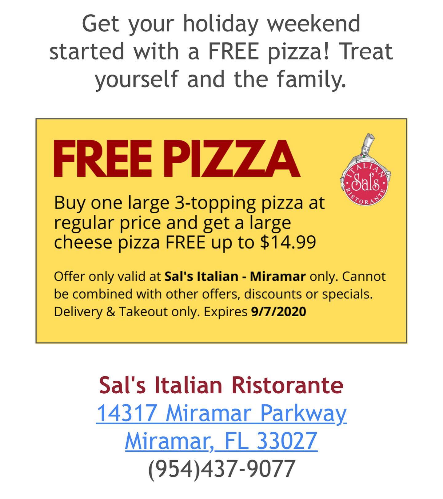 Sal's Italian Restaurant 14317 Miramar Pkwy, Miramar