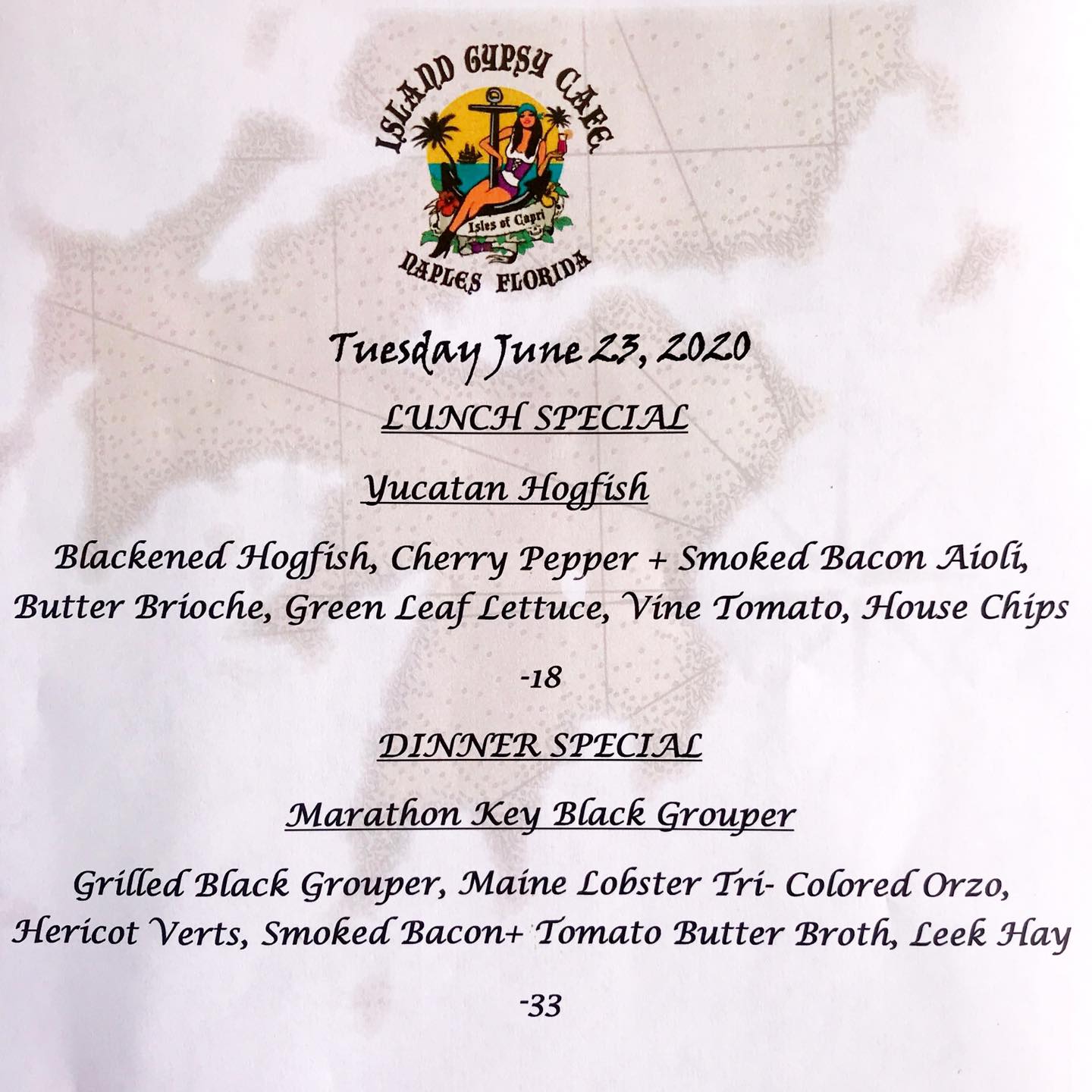 Island Gypsy Cafe & Marina Bar 292 Capri Blvd, Naples