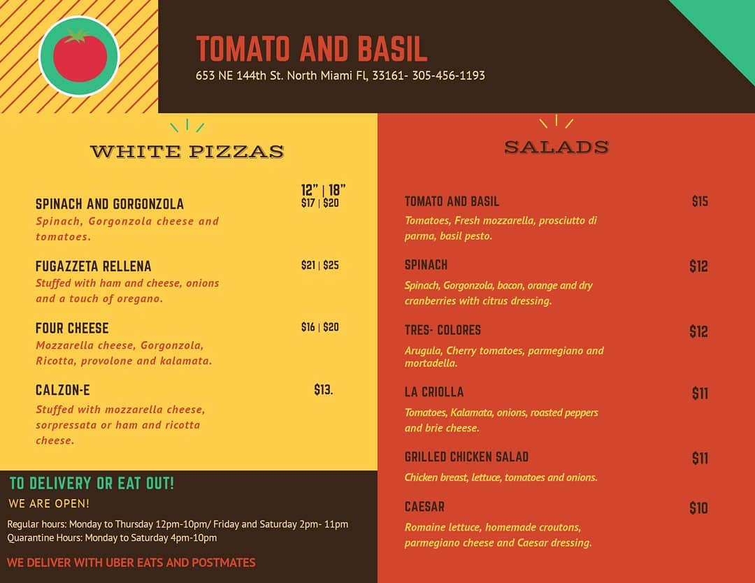 Tomato & Basil 653 NE 125th St, North Miami