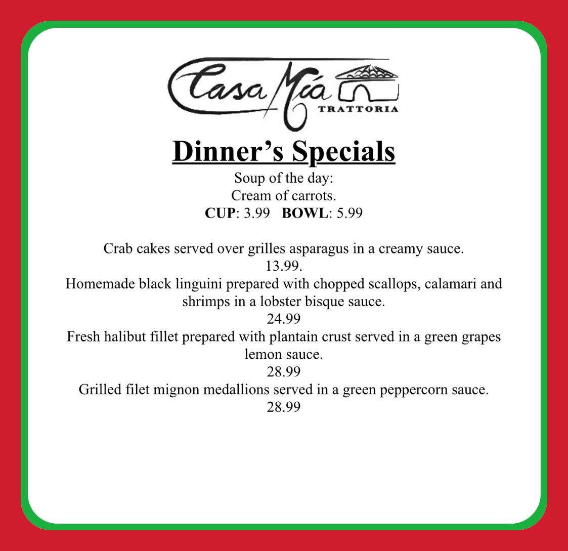 Casa Mia Trattoria 1950 NE 123rd St, North Miami