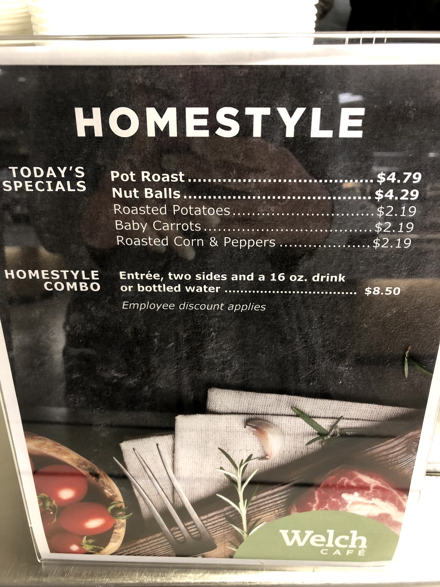 Welch Cafeteria Menu