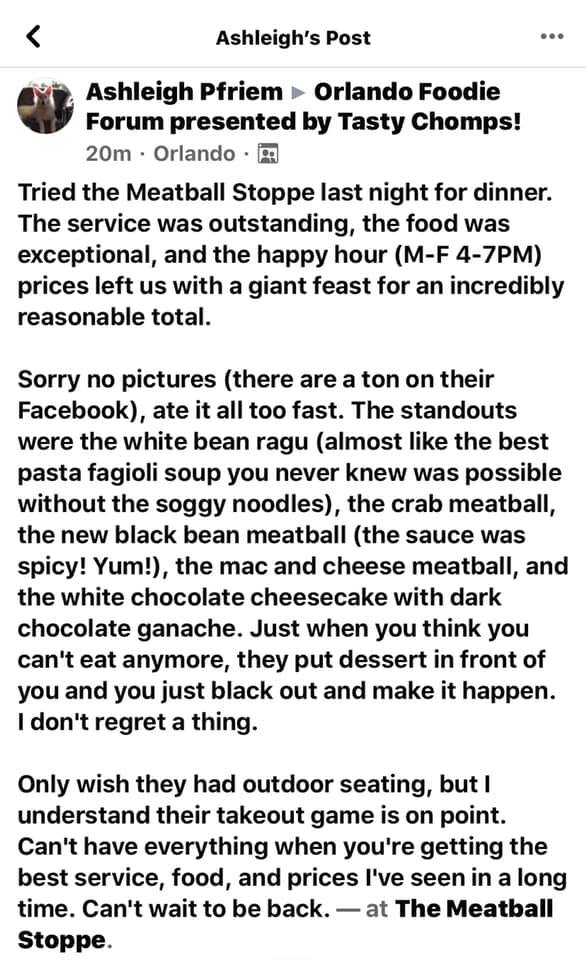 The Meatball Stoppe 7325 Lake Underhill Rd, Orlando