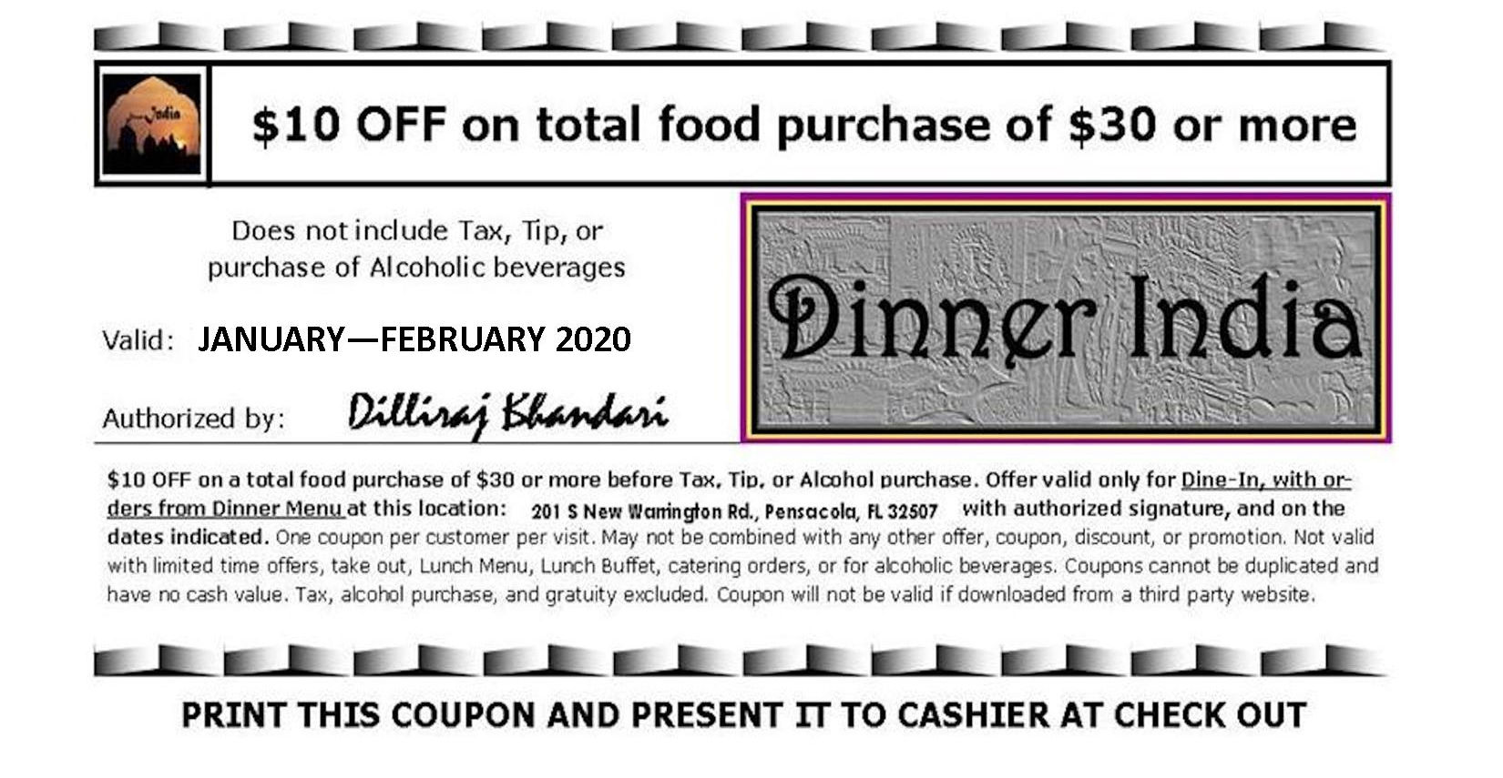 Dinner India 201 S New Warrington Rd, Pensacola