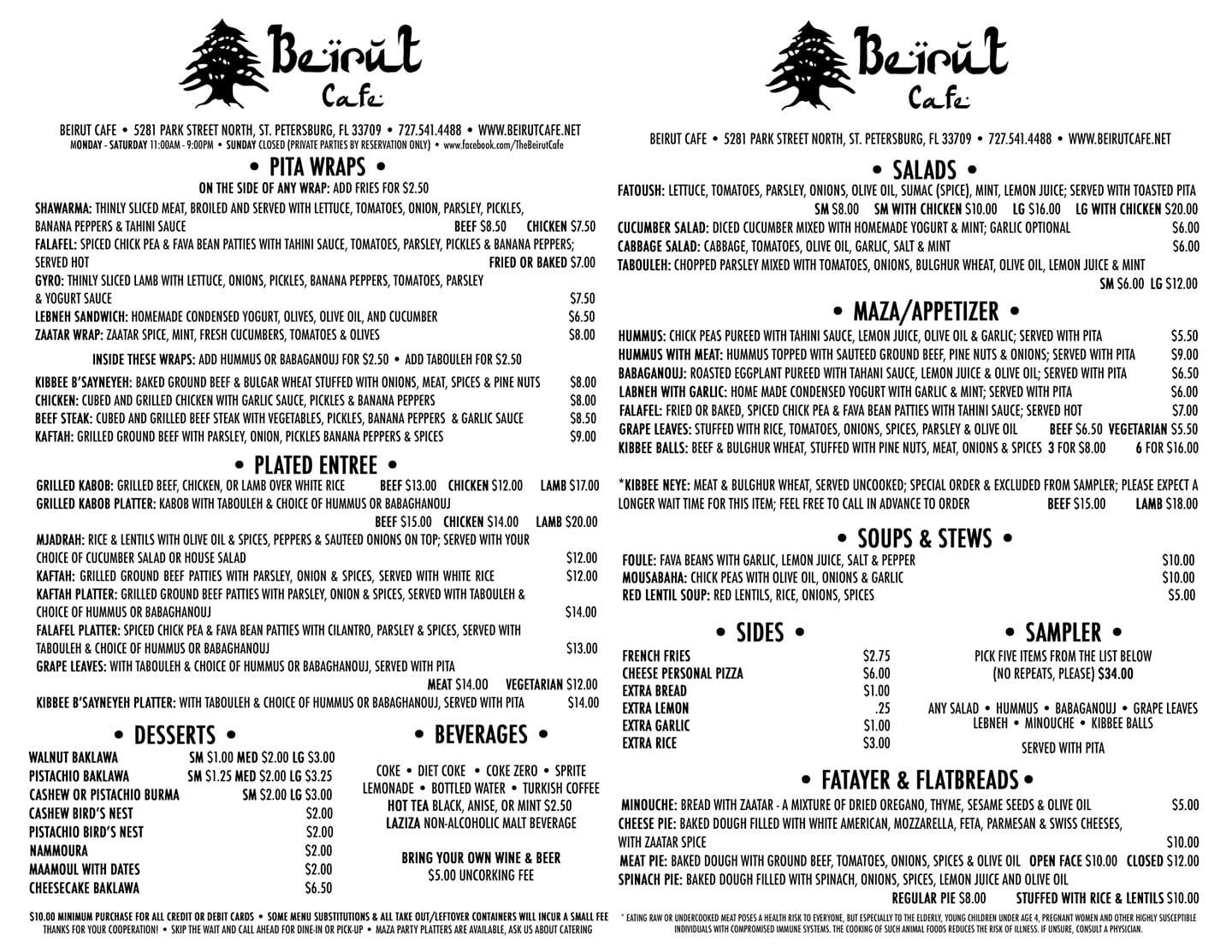 Beirut Cafe 5281 Park St N, St. Petersburg