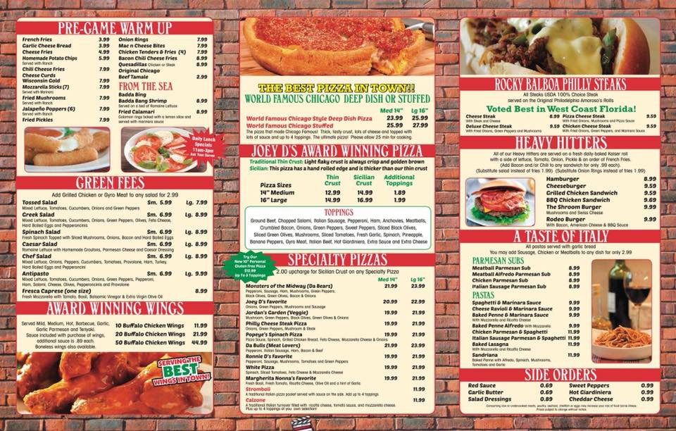 Joey D's Chicago Style Eatery & Pizzeria - Downtown Sarasota 211 N Tamiami Trail, Sarasota