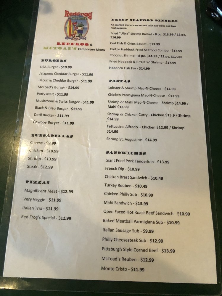 Redfrog & McToad's Grub-n-Pub 5545 A1A S, St. Augustine