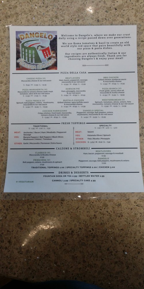 Dangelo Pizzeria Italiana 4255 US 1 S, Ste 8, St. Augustine