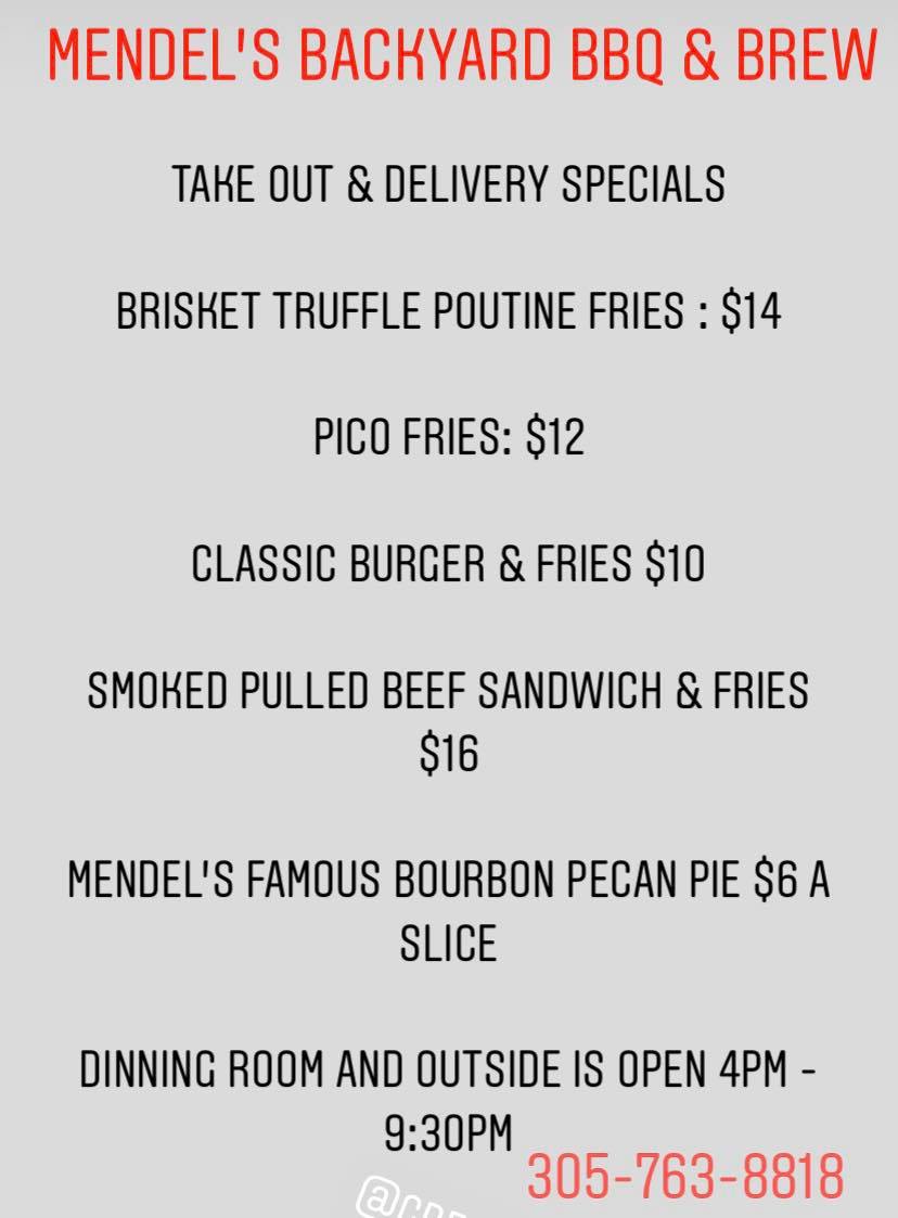 Mendel's Backyard BBQ & Brew 9472 Harding Ave, Surfside