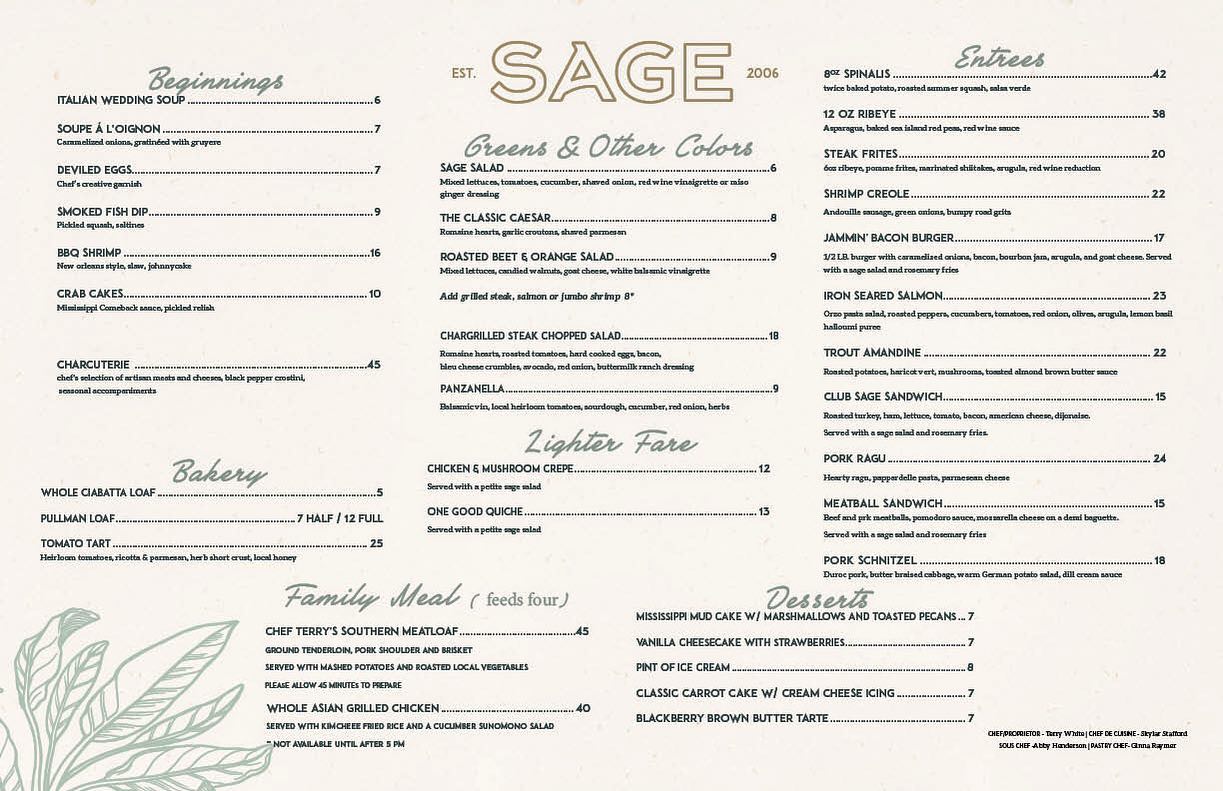 Sage Restaurant 3534 Maclay Blvd S, Tallahassee
