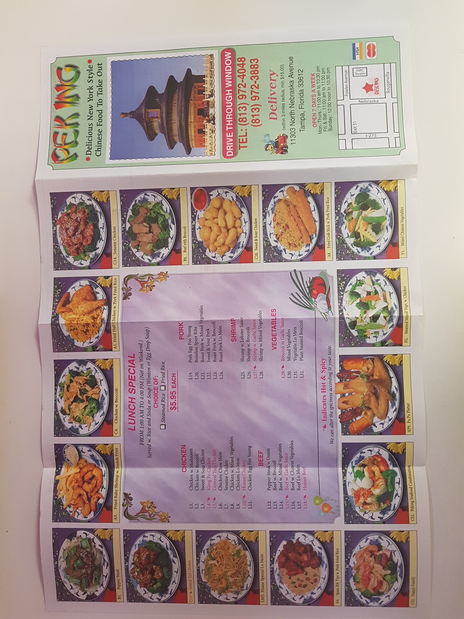 Peking Fast Food Menu