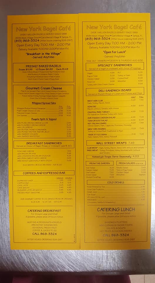 New York Bagel 4534 W Village Dr, Tampa