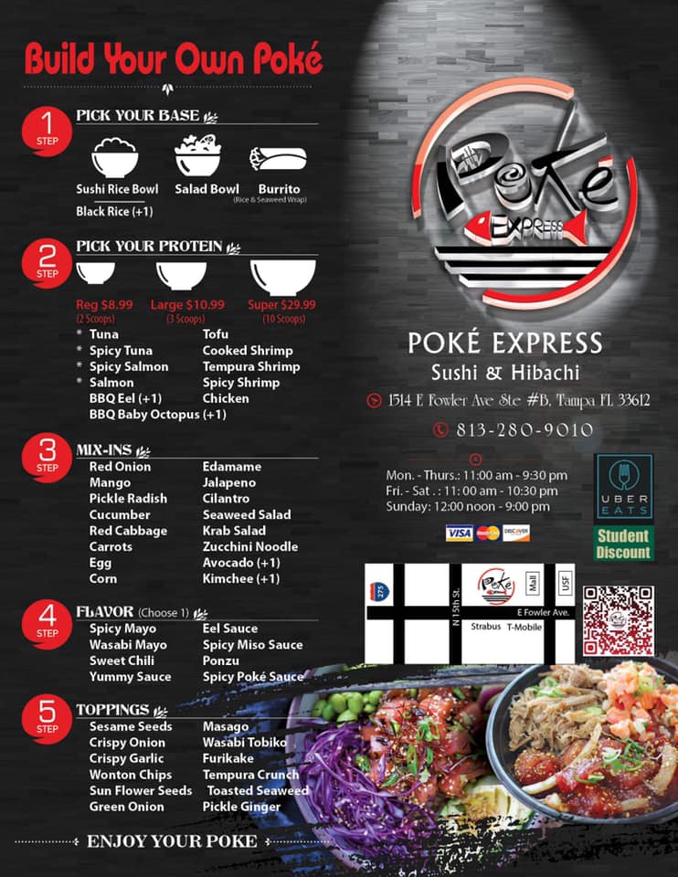 Poke Express Sushi & Hibachi 1514 E Fowler Ave, Tampa