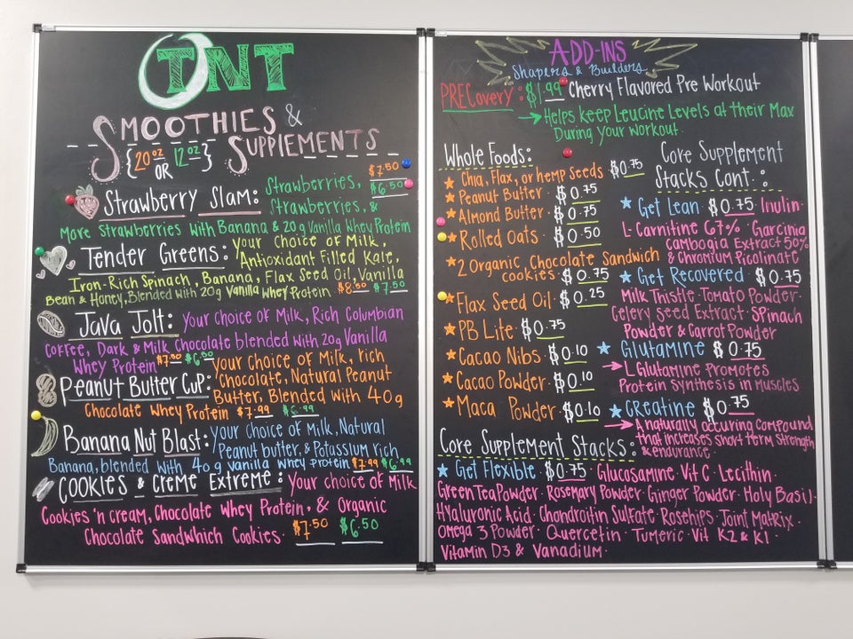 Xtremebody Nutrition & Smoothie's Menu