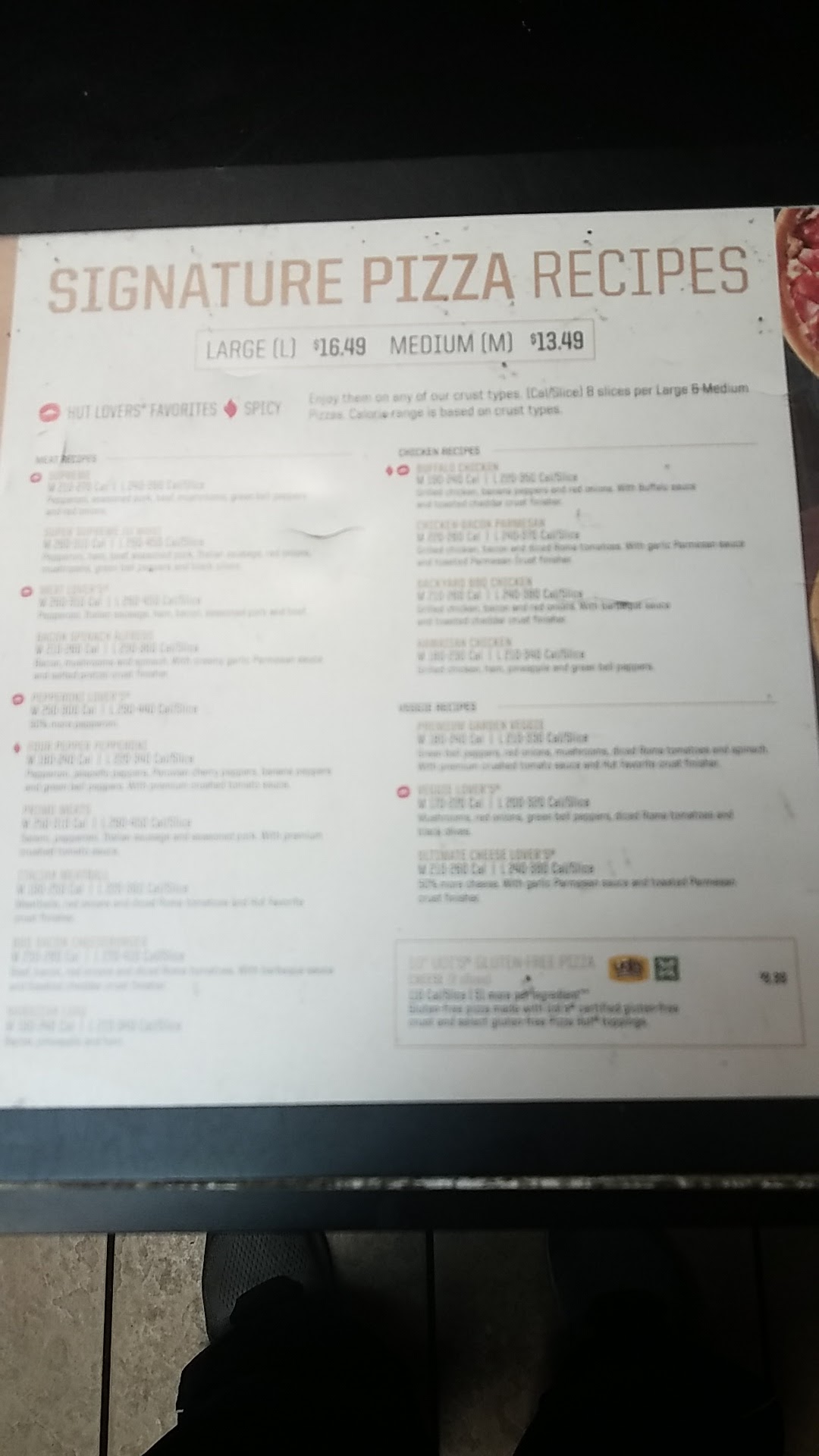 Pizza Hut Menu