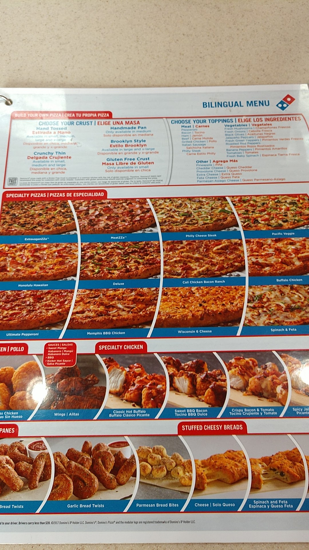 Domino's Pizza Menu