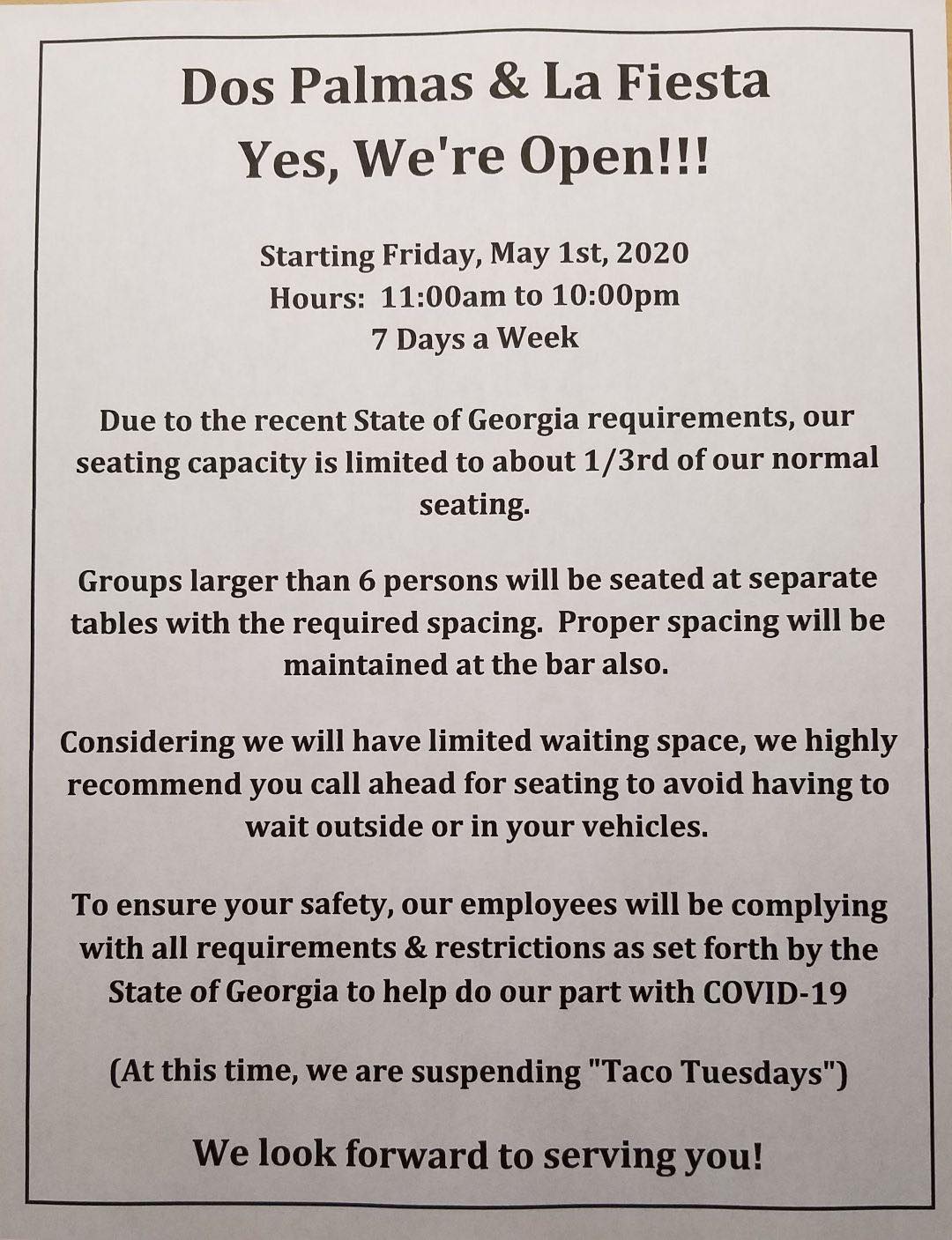Dos Palmas Mexican Grill 3523 Atlanta Hwy, Athens