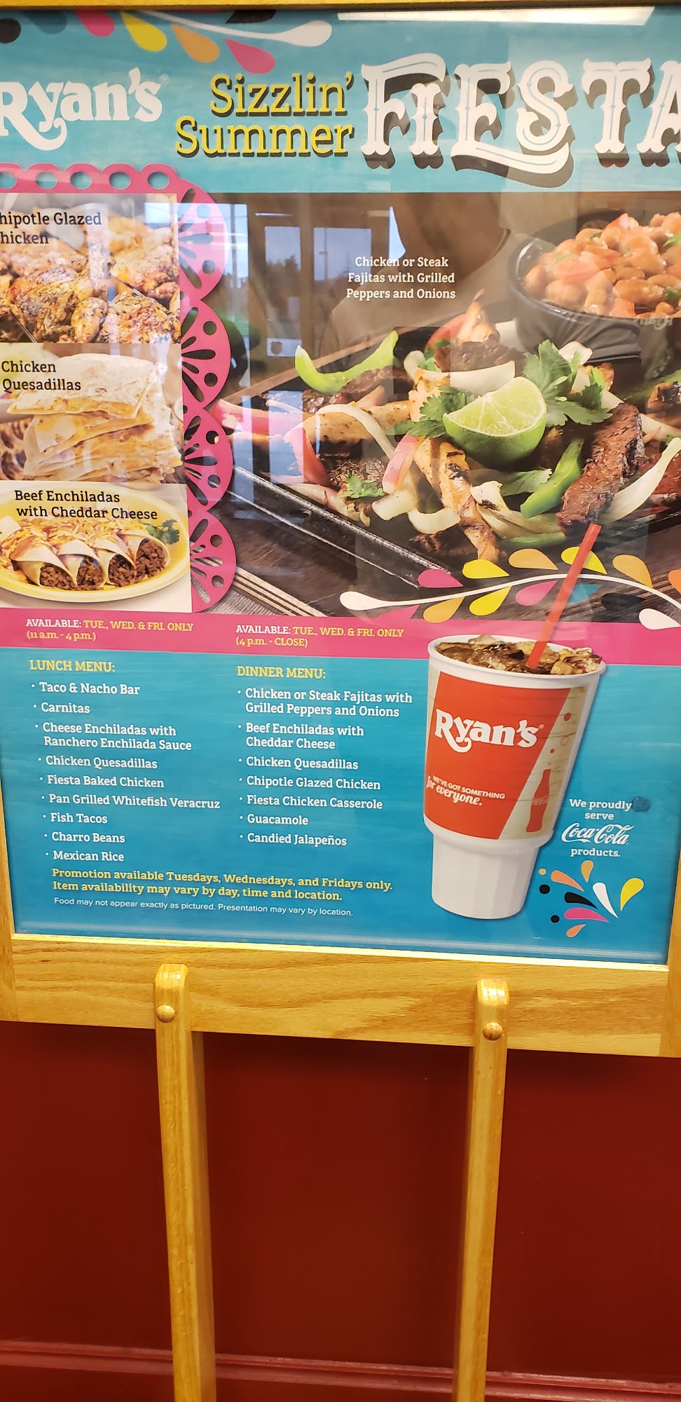 Ryan's AYCE Marketplace Menu