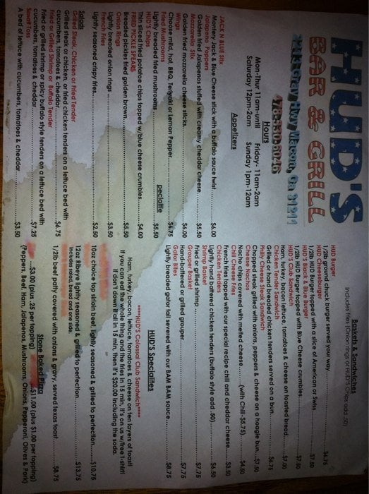 Hud's Bar & Grill 2213 Gray Hwy, Macon