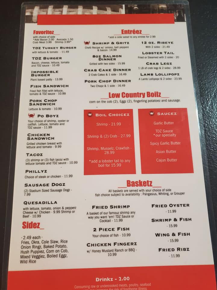 Touchdownz Seafood Bar and Grill 2440 Riverside Dr, Macon