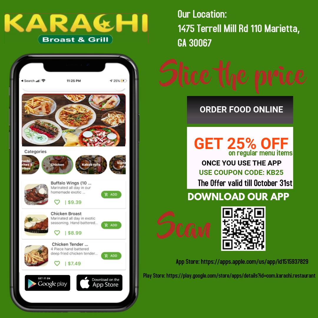 Karachi Broast & Grill Marietta 1475 Terrell Mill Road SE #110, Marietta