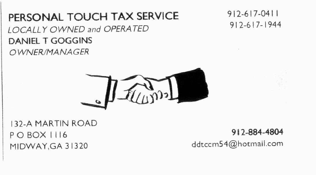 Personal Touch Tax Services 132A Martin Rd, Midway Georgia 31320