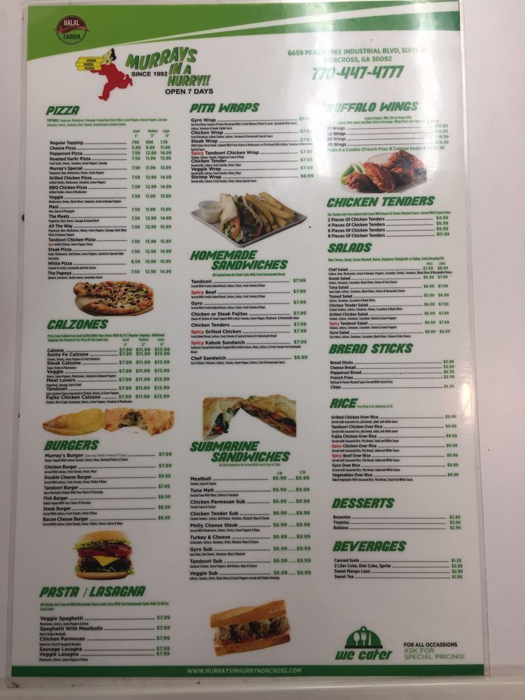 Murray's In A Hurry Pizza-Sub 6659 Peachtree Industrial Blvd, Norcross
