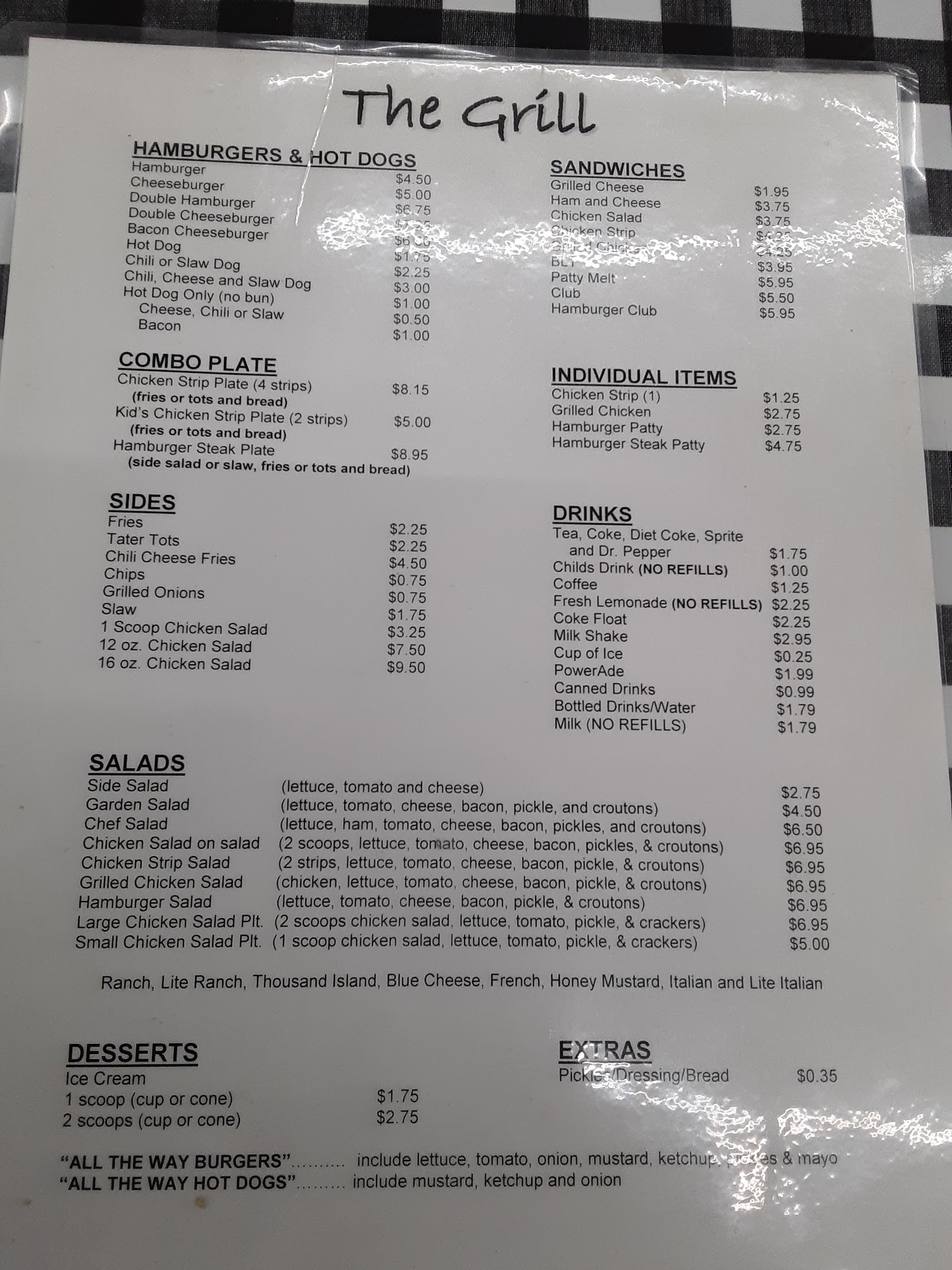 The Grill Menu