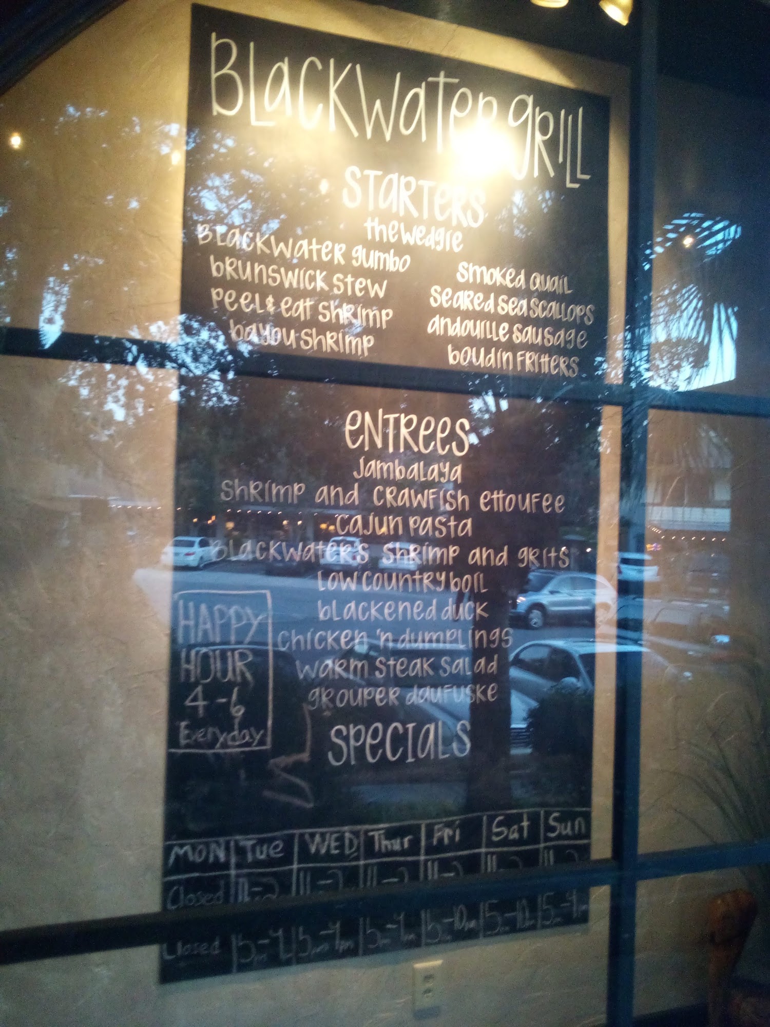 Blackwater Grill Menu