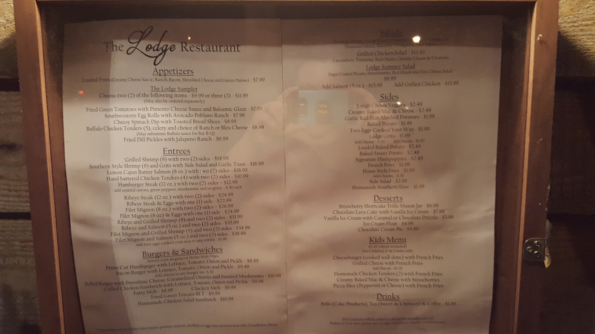 The Lodge Restaurant Menu
