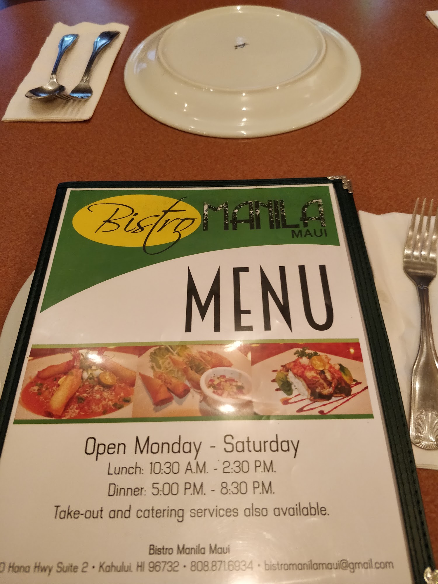 Bistro Manila Maui Menu