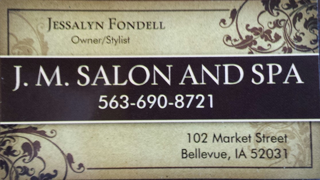 J M Salon & Spa 102 Market St, Bellevue Iowa 52031