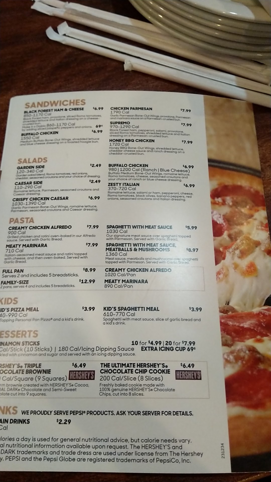 Pizza Hut Menu