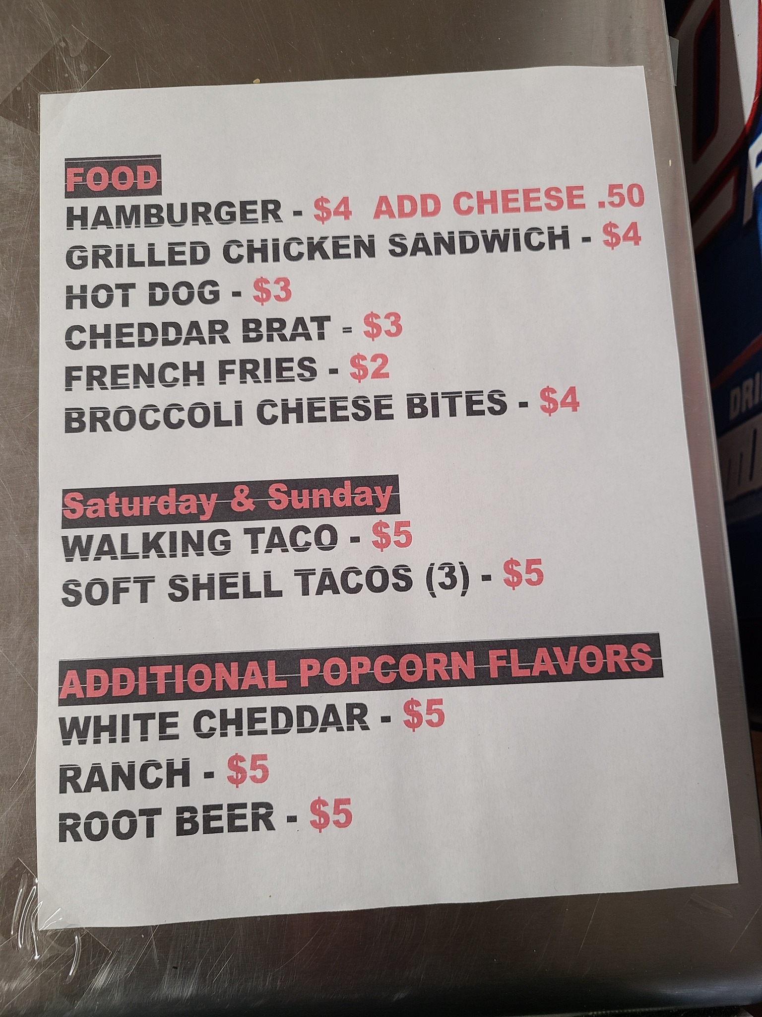 Popcorn Connection Menu