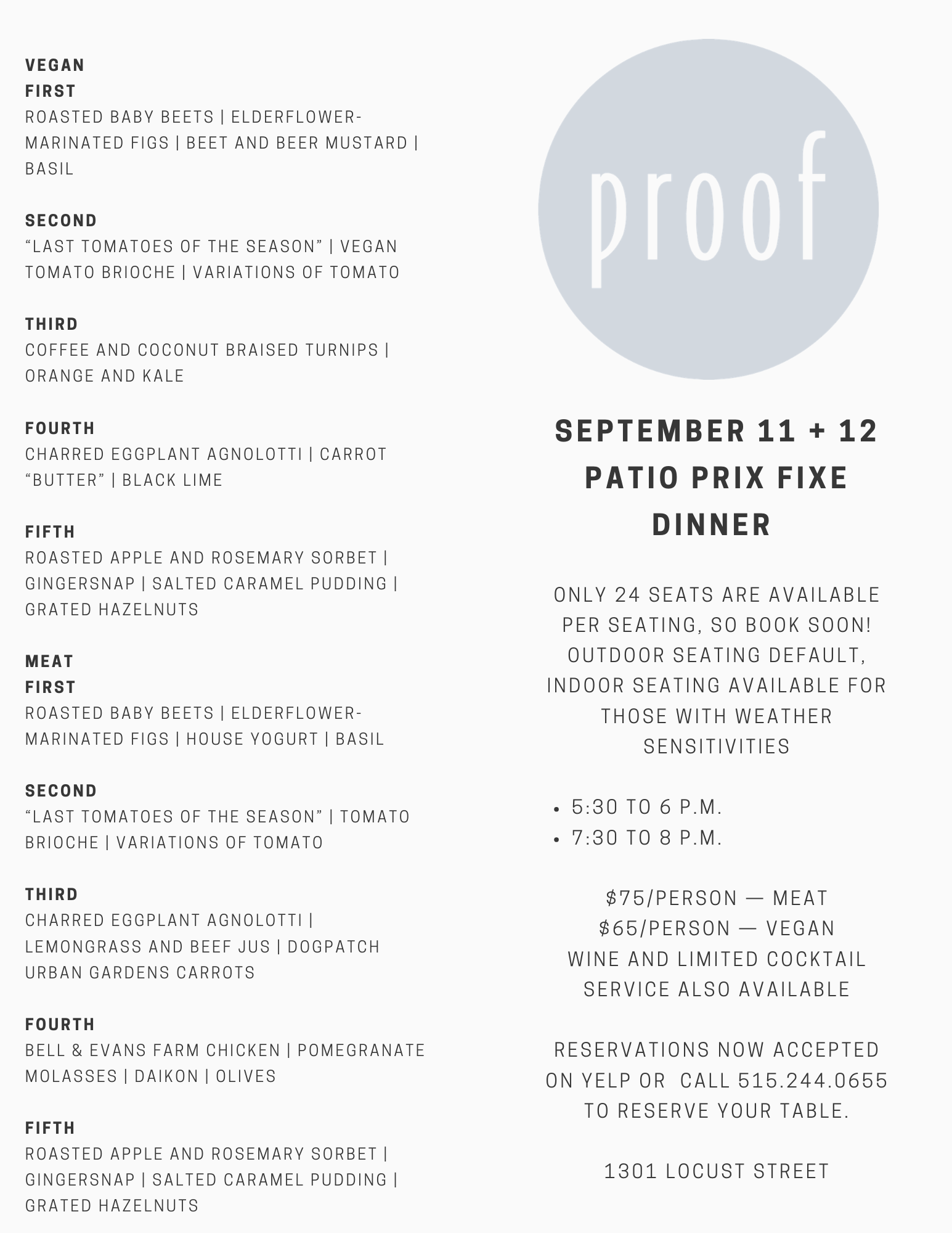 Proof Restaurant 1301 Locust St C, Des Moines
