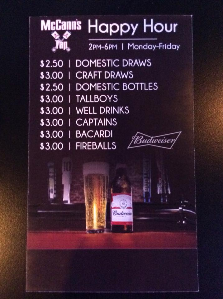 McCann's Tap Menu