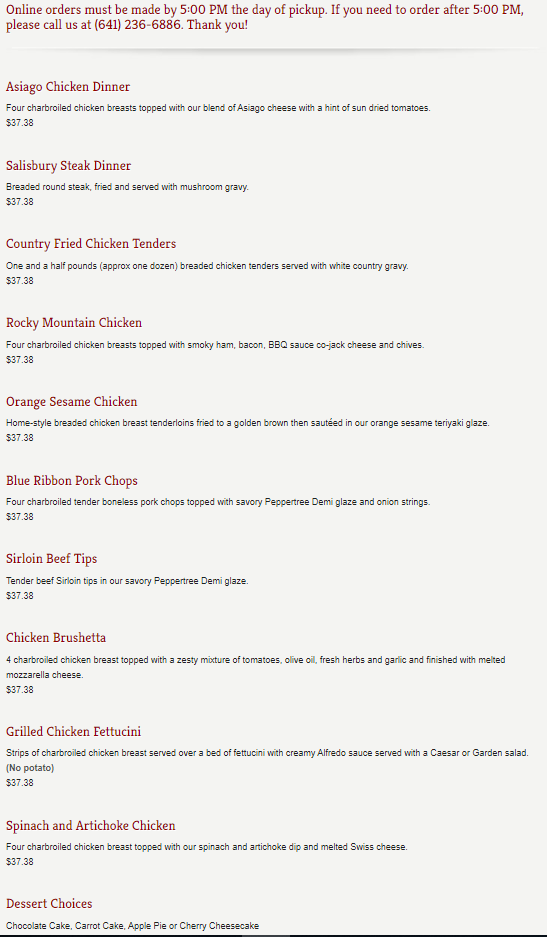 The Peppertree | Depot Crossing Menu