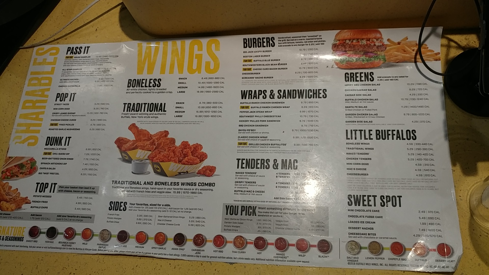 Buffalo Wild Wings Menu