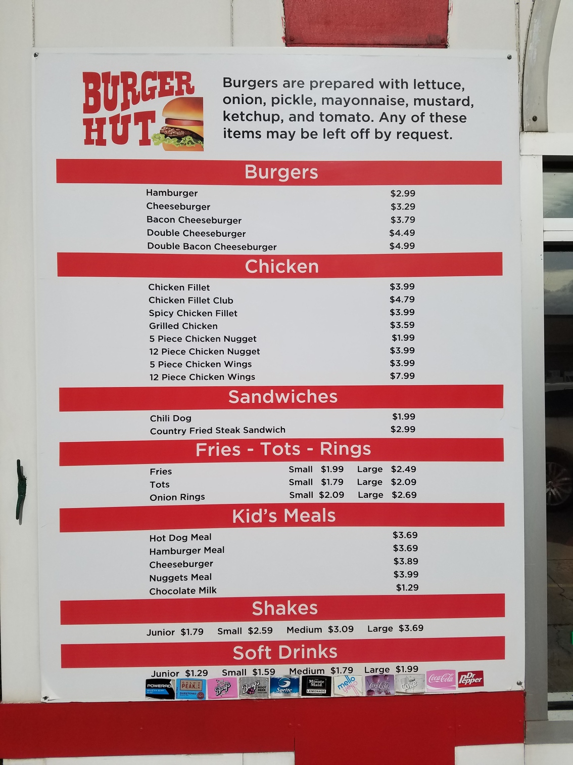Burger Hut Menu