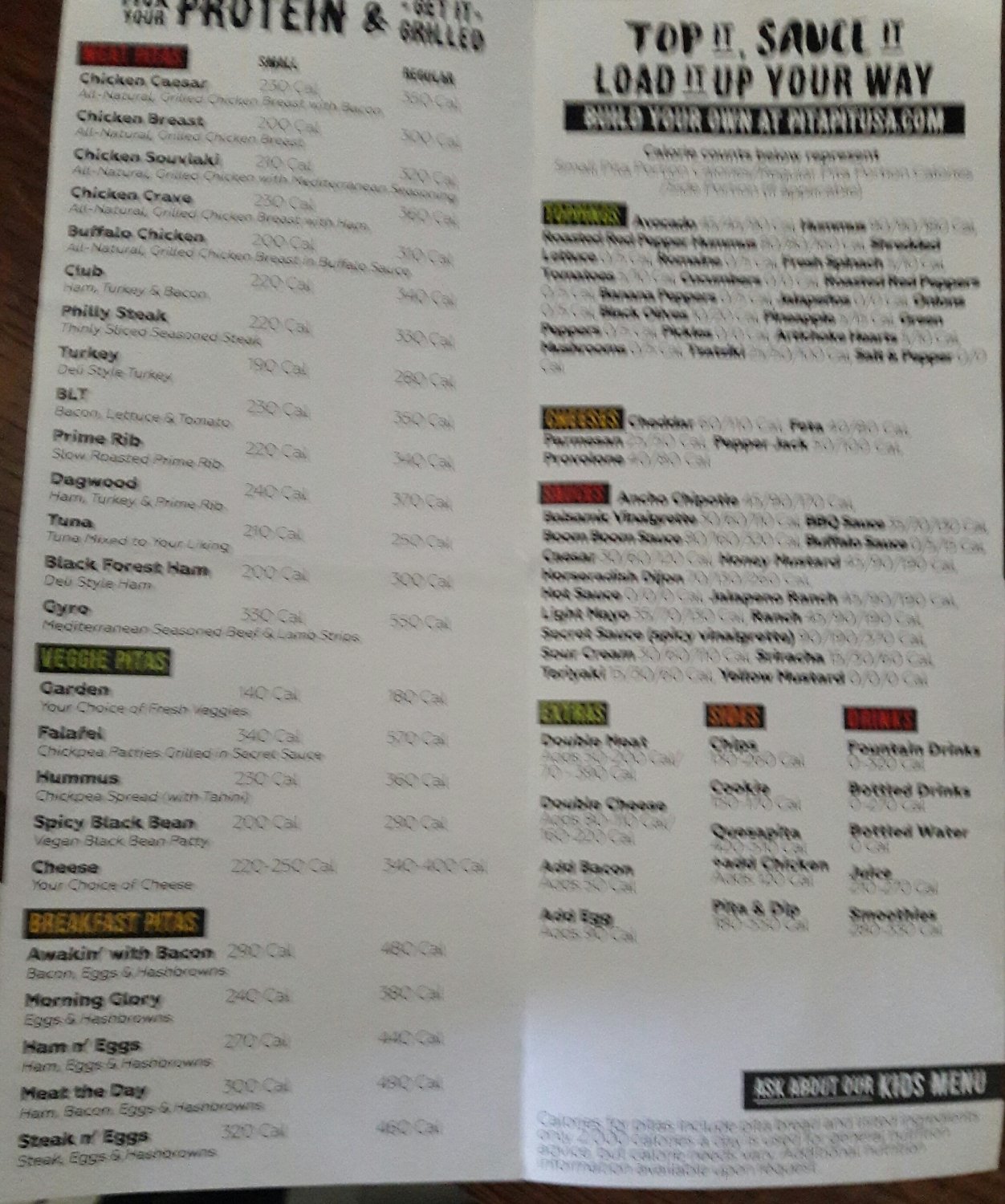 Pita Pit Menu