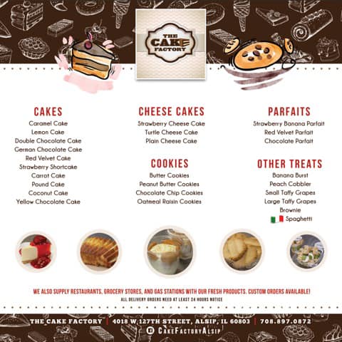 The Cake Factory Menu