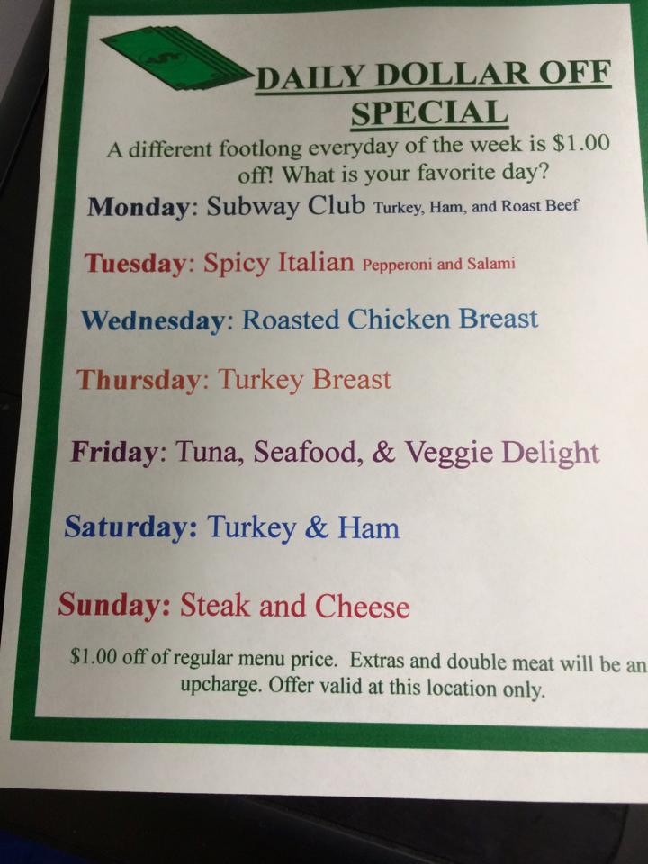 Subway Menu