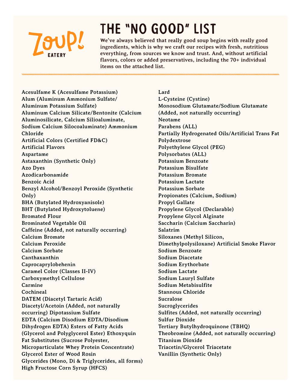 Zoup! Menu