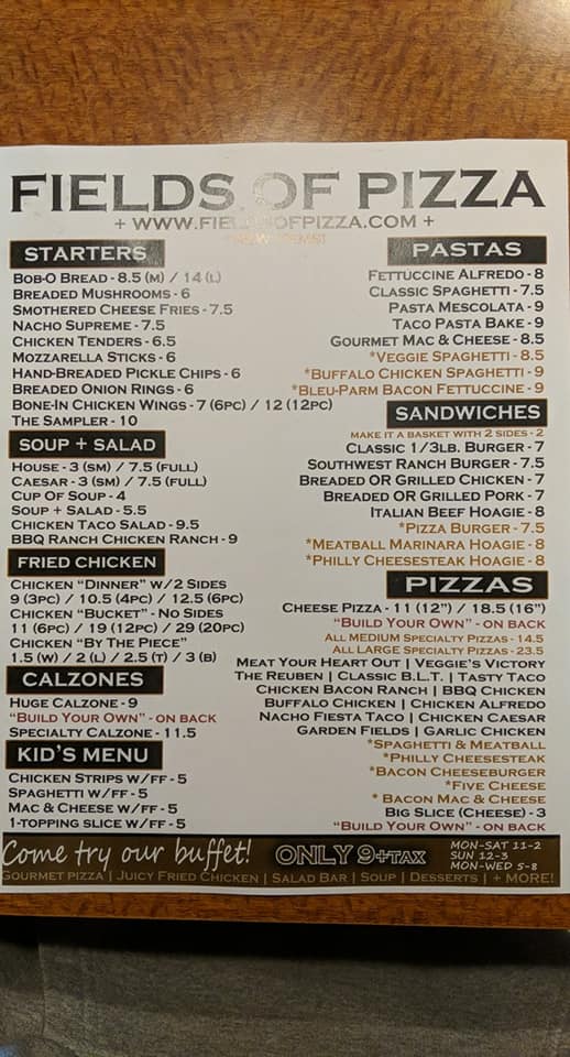 Fields of Pizza 1132 Avenue of the Cities, East Moline