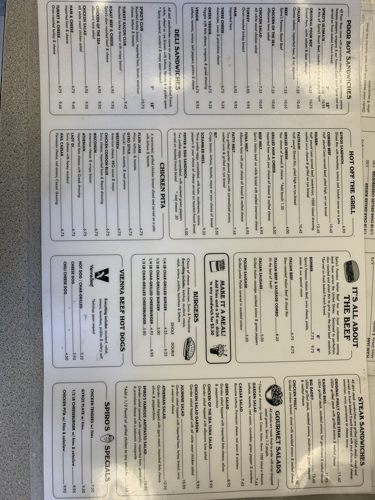 Spiro's Deli 1210 Waukegan Rd, Glenview