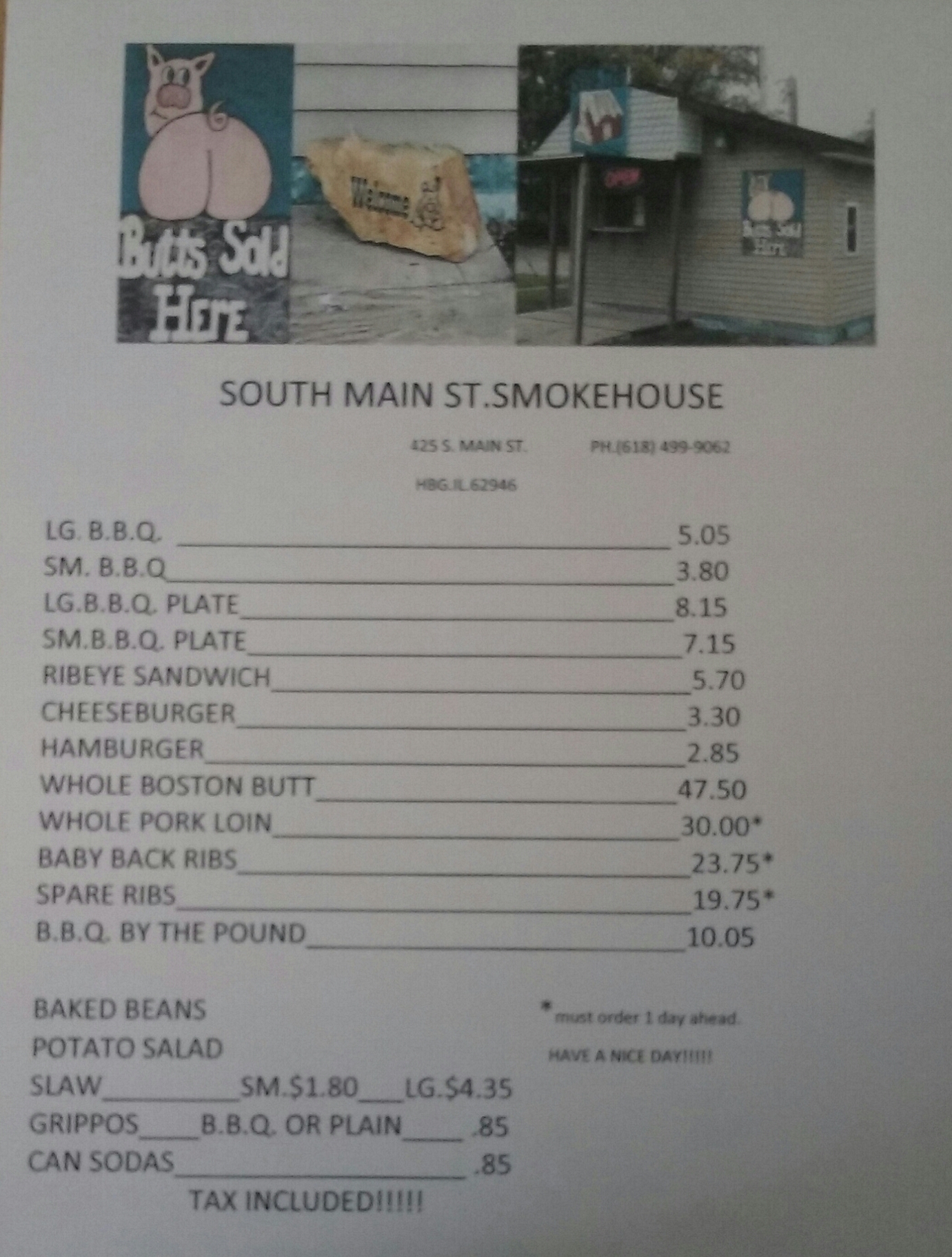 South Main Street Smokehouse Menu