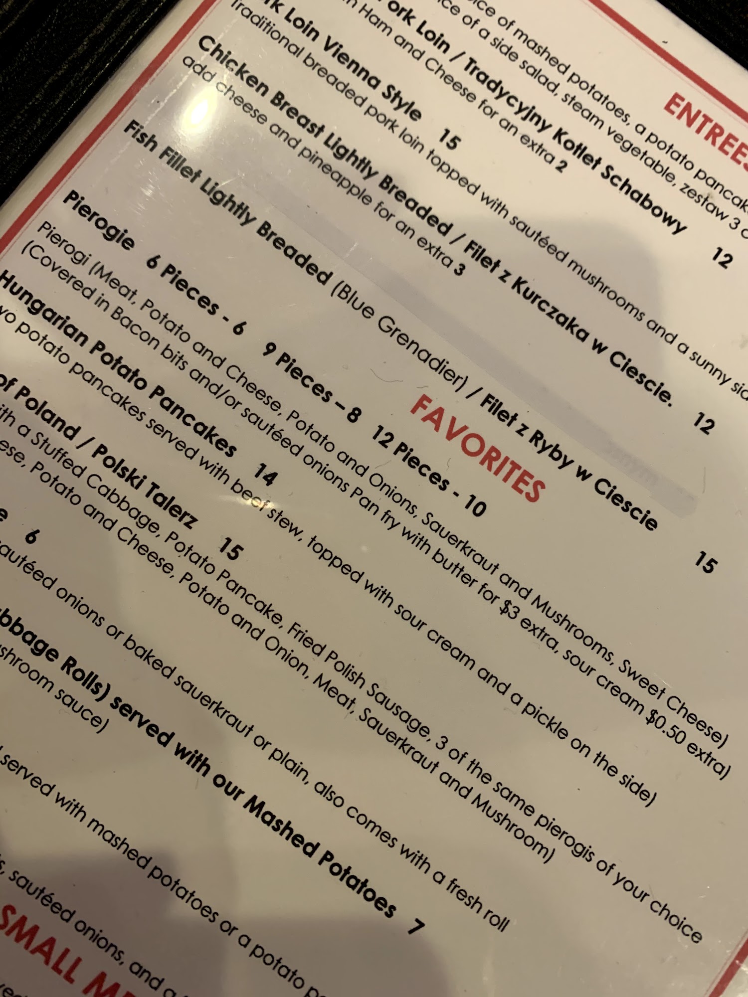 JJ’s Polish Restaurant Menu